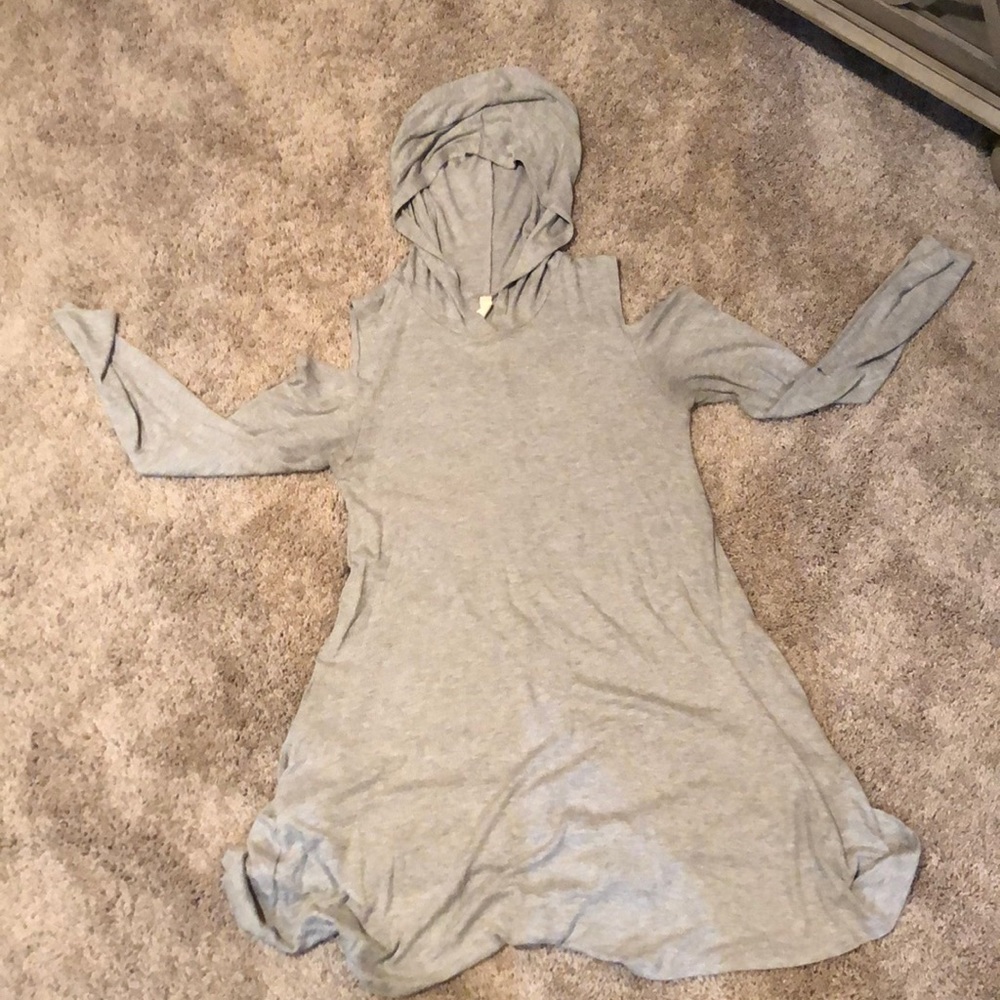 Hooded cold shoulder dress